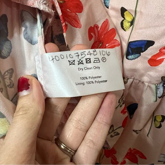 Borgo De Nor Luna pink floral long ruffle sleeves midi dress NEW UK10 / US6 - Picture 9 of 10